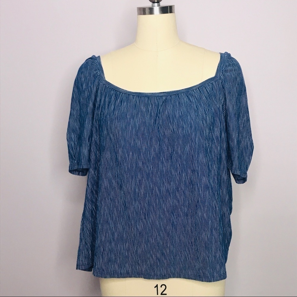 Anthropologie x Postage Stamp Blue Stripe Top